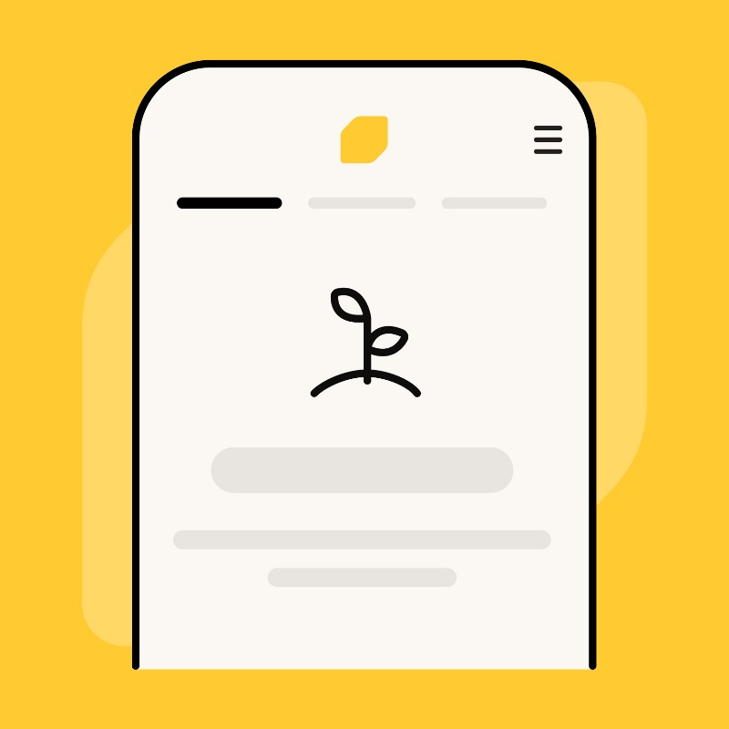 Image simplifiée de l’Appli de la Banque EQ sur un écran de téléphone montrant une icône d’un parapluie.