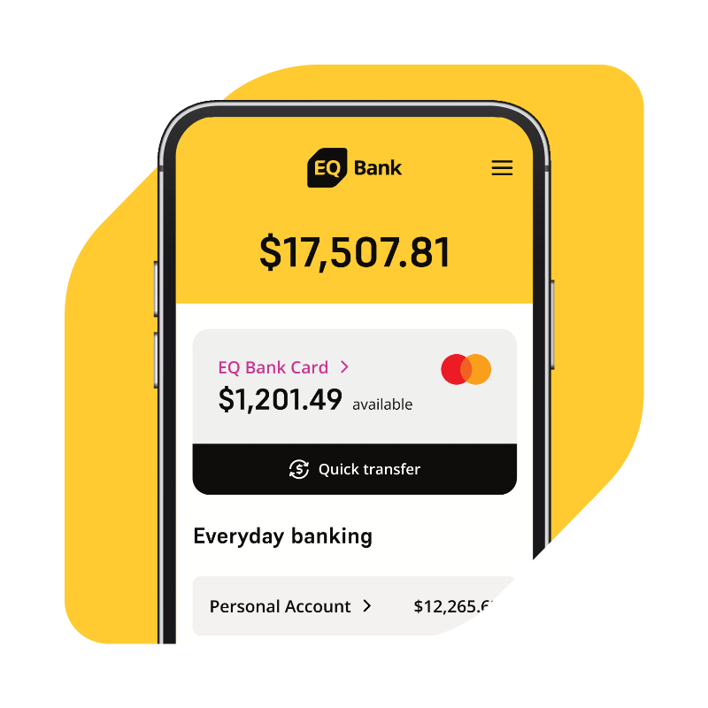 Screenshot of the EQ Bank app showing personal account