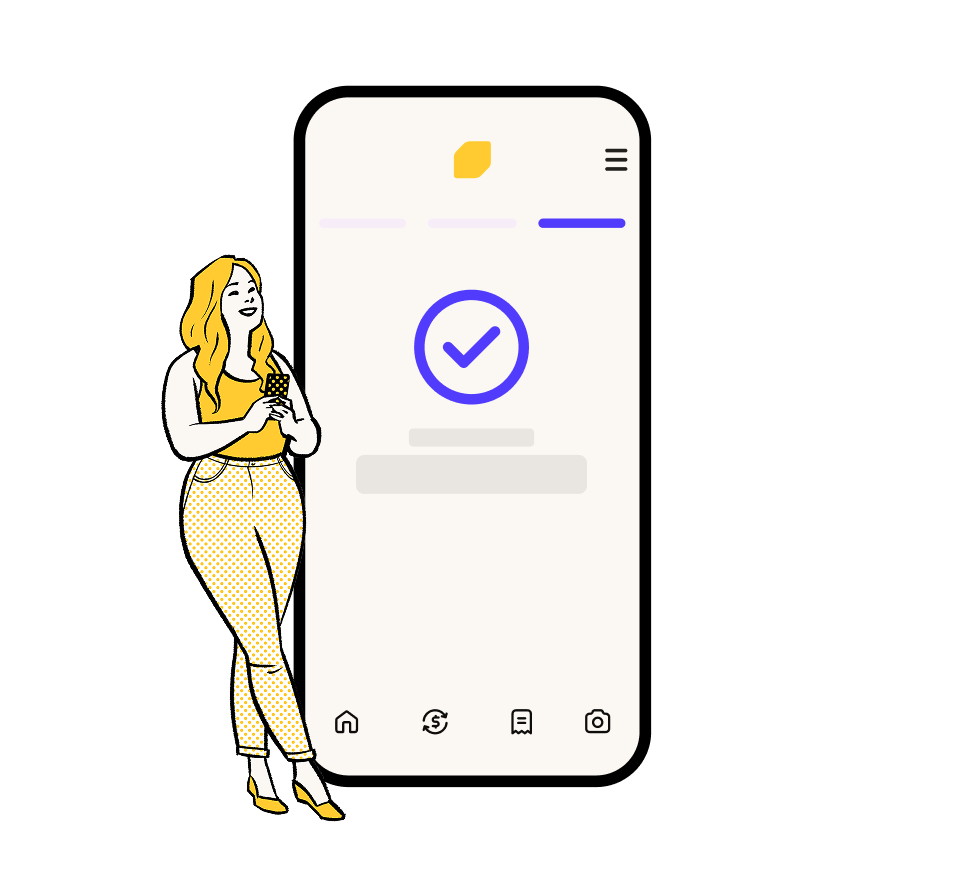 illustration d'une femme debout à côté d'un téléphone